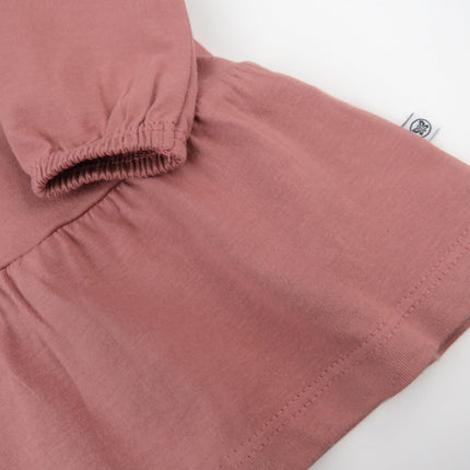 HonestBaby Long Sleeve Tiered Dress,Girl, Ash Rose, Newborn