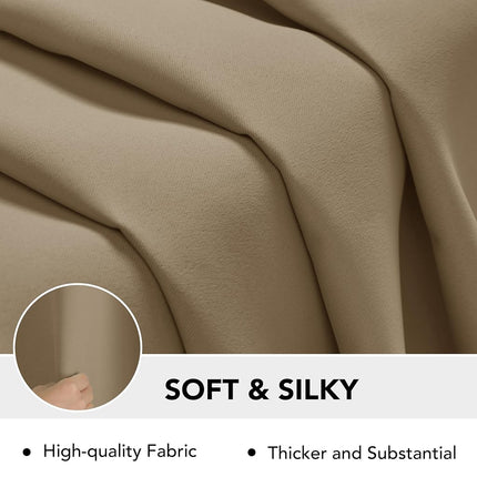 Deconovo Short Blackout Curtains Panels for Bathroom/Kitchen - Thermal Insulated Rod Pocket Room Darkening Drapes, Noise-Reducing Curtains, 52W x 24L Inch, Taupe, 2 Panels