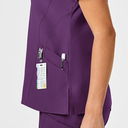 WonderWink 6155AEGGPXL Haut femme col en V stylisé W123, Aubergine, Taille Standard-XL