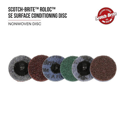 Scotch-Brite SE Surface Conditioning Disc, Roloc TS, Coarse, Aluminum Oxide, Heavy Duty, Durable, 3 in, 25/Inner, 100/Case