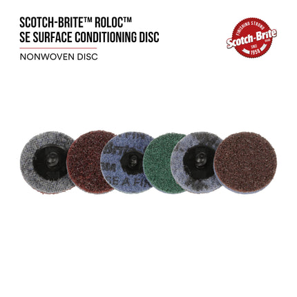 Scotch-Brite SE Surface Conditioning Disc, Roloc TS, Coarse, Aluminum Oxide, Heavy Duty, Durable, 3 in, 25/Inner, 100/Case