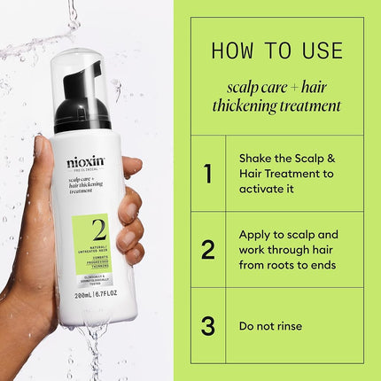 Nioxin Scalp + Hair Thickening System 2 Leave on Treatment, For Natural Hair with Progressed Thinning, 6.8 oz (Packaging May Vary)