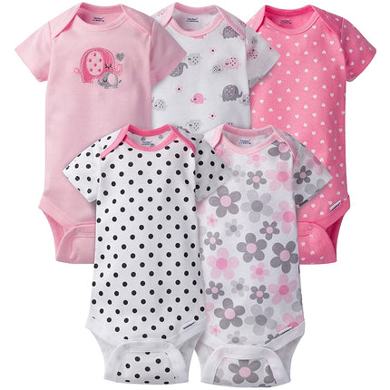 Gerber baby-boys 5 Pack Onesies, Elephants/Flowers