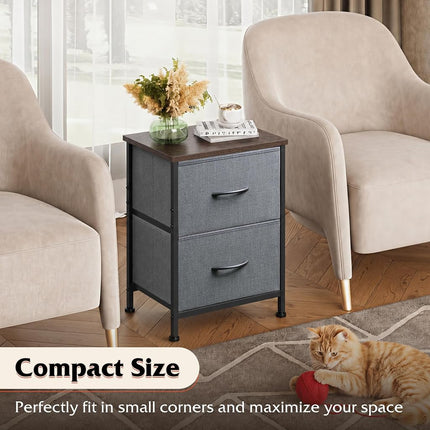 WLIVE 2 Drawer Nightstands Storage Organizer Unit For Bedroom, Nursery, Closet, Entryway
