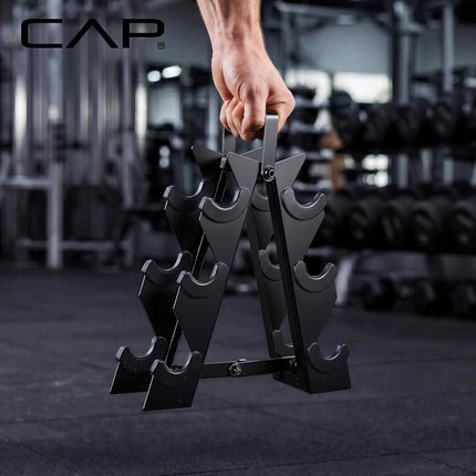 Cap Compact A-Frame Hex Dumbbell Rack, 80lb Capacity Holds 5-15lb Pairs