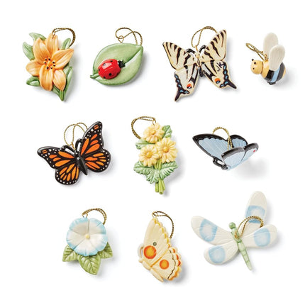 Lenox Butterfly Meadow 10-Piece Ornament Set, Porc