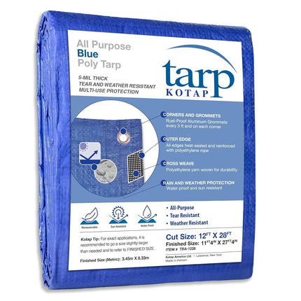 Kotap 12ft x 28ft General Purpose Blue Poly Tarp, Item: tra-1228