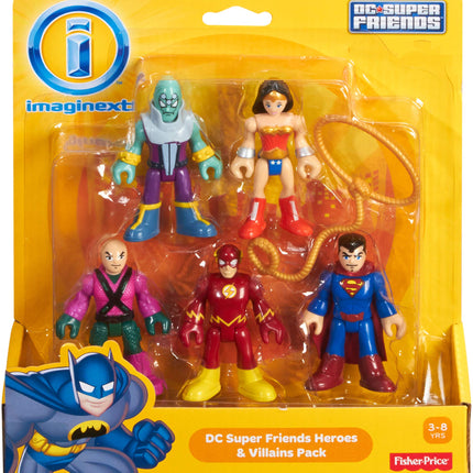 Imaginext BCV33 DC Super Friends Figuras de Acción Héroes y Villanos - Superman Flash Wonder Woman