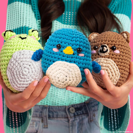 Squishmallows Omar the Bear Crochet Kit for Beginners, Adults and Kids Ages 8+ - Complete DIY Beginner Starter Set with Hook, Soft Yarn Bundles & Instructions - Crochet Animal Craft Gifts
