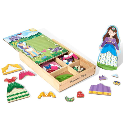 Melissa & Doug Princess & Horse Magnetic Dress-Up Wooden Dolls Pretend Play Set