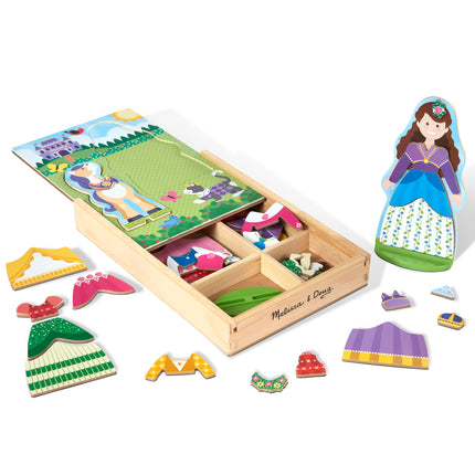 Ensemble de jeu d'imitation Melissa & Doug Poupées magnétiques en bois Princesse et Cheval à habiller