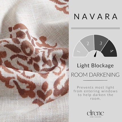 Elrene Home Fashions Navara Medallion Room Darkening Window Curtain Panel 52 x 95 Inches (1, Cinnamon Red