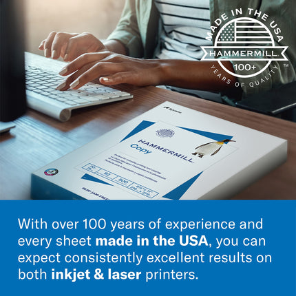 Hammermill Printer Paper, Premium Color 28 lb Copy Paper, 11 x 17-1 Ream (500 Sheets) - 100 Bright, Made in The USA, 102541