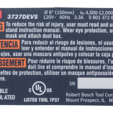 Bosch Parts 2601115656 Nameplate