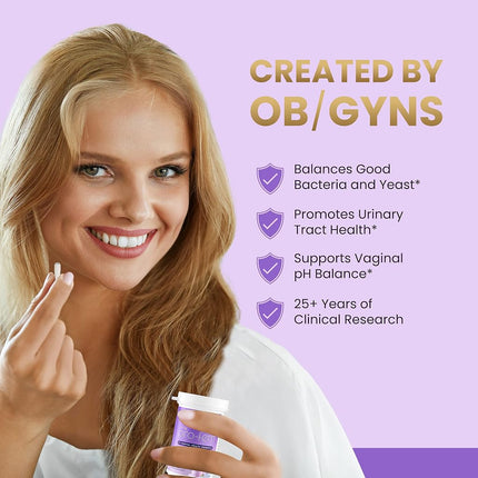 Pro-Fem - #1 Vaginal Probiotics for Feminine Health, Clinically Proven to Promote Yeast & pH Balance, Urinary Tract Health, Works in 7 Days, 30 Capsules