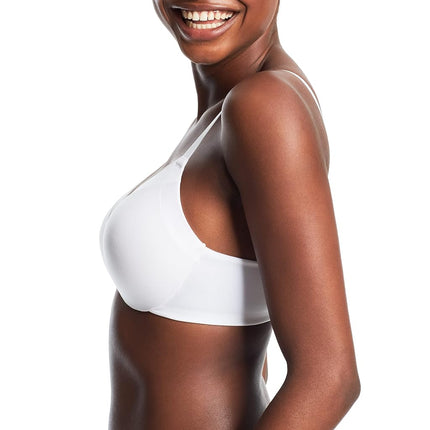 Maidenform Comfort Devotion Underwire Bra, Full-Coverage Comfortable Bra with CushionWire for Support, Smoothing Bra, White, 34B