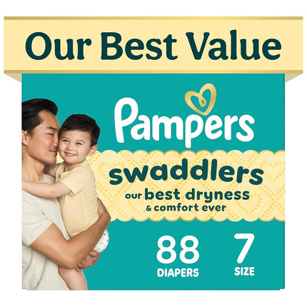 Diapers Size 7, 88 Count - Pampers Swaddlers Disposable Baby Diapers (Packaging & Prints May Vary)