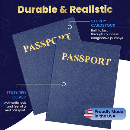Hygloss Products Blank Passport Book - Fun Pretend Activity for Kids - Great for Classrooms & Parties - Imaginary Travel - Little Travelers Pocket Journal - 24 Blank Pages - 4 ¼” X 5 ½” - Pack of 24 Books