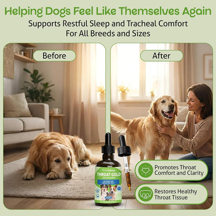 Pet Wellbeing Throat Gold for Dogs - Natural Herbal Cough, Throat and Respiratory Support for Dogs - 2 oz(59ml)