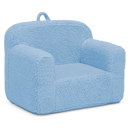 Delta Children Sherpa Cozee Chair - Foam Kids Chair for Ages 18 Months and Up, Powder Blue