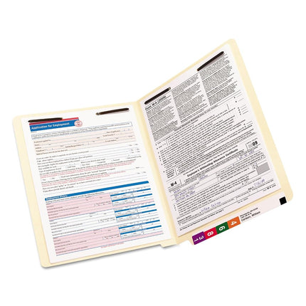Smead TUFF® Laminated End Tab Fastener File Folder, Shelf-Master® Reinforced Straight-Cut Tab, 2 Fasteners, Letter Size, Manila, 50 per Box (34105)