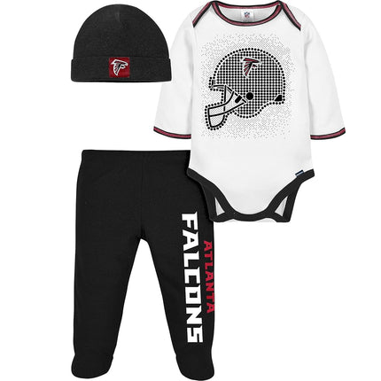 Gerber NFL Baby Boys' 3Pc Bodysuit, Footed Pant, & Cap Set, Atlanta Falcons, 6-9 Months