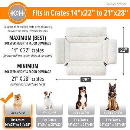 K&H Pet Products Ultra Plush Deluxe Bolster Dog Crate Pad - Plush Dog Bed & Kennel Mat, Portable, Indoor - Fleece Small