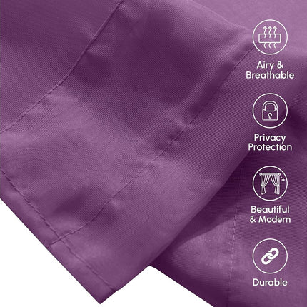 Elegant Comfort 2-Piece Sheer Panel with 2inch Rod Pocket - Window Curtains 40-inch Width X 84-inch Length, Purple
