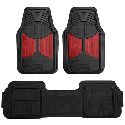 FH Group Car Floor Mats - Heavy-Duty Rubber Floor Mats for Cars, Universal Fit Full Set, Trimmable Automotive Floor Mats, Climaproof Floor Mats for Most Sedan, SUV, Truck Floor Mats Burgundy