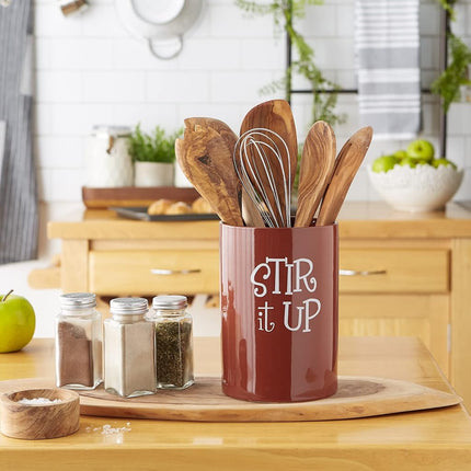 DII Kitchen Accessories Retro Collection Ceramics, Utensil Holder, Cinnamon