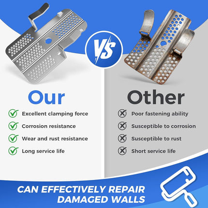 HEIWUKONG 32 Pack Drywall Repair Clip, Drywall Clips Repair with 64 Screws Fits 1/2" and 5/8" Panels, Stainless Steel Drywall Fastener Repair Clips Kit for DIY Damaged Walls Repairing