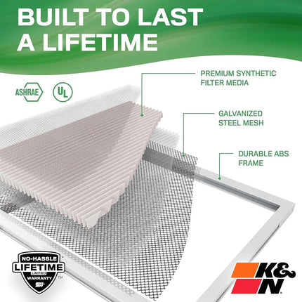 K&N 12X24X1 HVAC Furnace Air Filter, Lasts a Lifetime, Washable, Merv 13, the Last HVAC Filter You Will Ever Buy, Breathe Safely at Home or in the Office, HVC-13-11224
