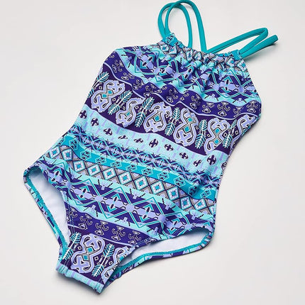 Kanu Surf Girls' Big Mahina Halter Beach Sport 1-Piece Swimsuit, Purple, 10