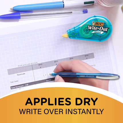Cinta Correctora Mini BIC Wite-Out, Blanca, Paquete de 12