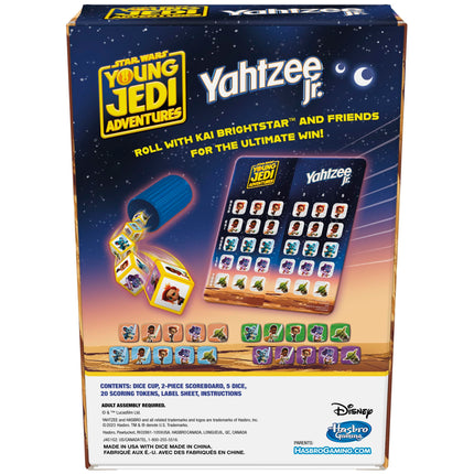 Hasbro Gaming Yahtzee Jr. Star Wars: Edición Young Jedi Adventures, juego de mesa para niños | Edad 4+ | 2-4 jugadores | Juegos de contar y emparejar para preescolares