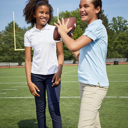 French Toast girlsSA9432Puff-sleeve Polo School Uniform Polo Shirt - Blue - X-L