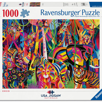 Ravensburger USA Jigsaw Nationals - Jeweled Jungle - 1000 Piece Jigsaw Puzzle - Exotic Artwork and Vibrant Detail - Soothing and Rewarding Experience - Ages 14 and Up