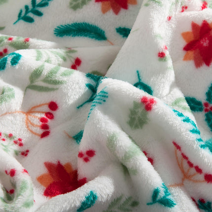 Elegant Comfort Luxuriously Soft 4-Piece Holiday Velvet Plush Flannel Sheet Set - Premium Quality - Cozy Warm, Christmas Fuzzy Velvet Flannel Fleece Deep Pocket Sheet Set - Twin XL, Winter Bloom