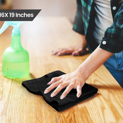 Utopia Towels - 12 Pack Kitchen Bar Mops Towels - 16 x 19 Inches - Bar Towels and Cleaning Towels (Black)