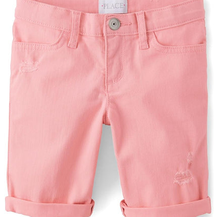 The Children's Place Girls' Denim Skimmer Shorts, Fuzzy Pink, 16