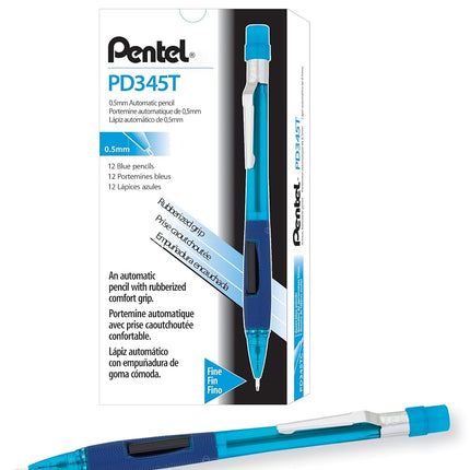 Pentel Mechanical Pencil Refillable Plastic Body Pack of 12 0.5 mm Black