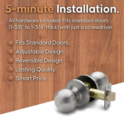 Copper Creek CK2020SS-6 Colonial Passage Function Door 6 knob Multipack, Satin Stainless Finish
