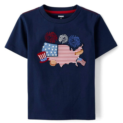 T-shirts Gymboree à manches courtes avec broderies pour bébés et tout-petits, drapeau américain, 12-18 mois