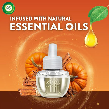 Air Wick Ambientador Eléctrico Recambio, 5 unidades, Calabaza Especiada, Ambientador, Aceites Esenciales, Aroma de Otoño, Decoración de Otoño