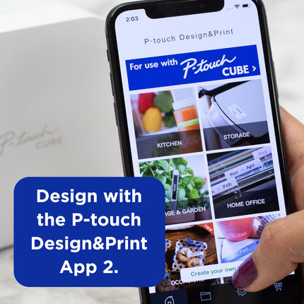 Rotuladora Brother P-Touch Cube para smartphone, tecnología inalámbrica Bluetooth, múltiples plantillas disponibles, compatible con Apple y Android – Azul