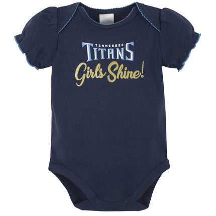 Paquete de 3 mamelucos de manga corta NFL estándar para bebé niña Gerber, color del equipo, 6-12 meses