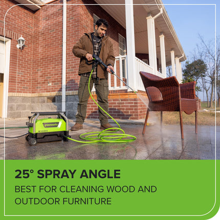 Greenworks 2100 PSI (Certificación SGS) 1.2 GPM Hidrolavadora Eléctrica Compacta de 13A con Mango Telescópico para Coches, Entradas de Garaje, Patios, Muebles de Patio y Alrededor de Piscinas