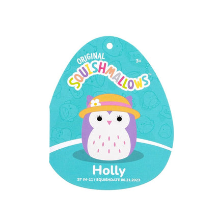 Squishmallows Original 7.5-Inch - Holly the Purple Owl with Sun Hat