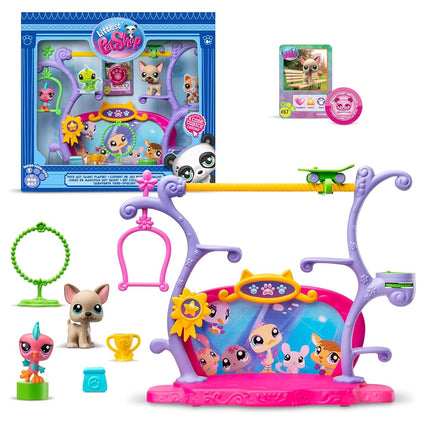 Littlest Pet Shop Pets Got Talent Playset | LPS Playset With 2 Exclusive Pet Mini Figures 5 Accessories 1 Collector Card And 1 Virtual Code | Animal Collectable Kids Toys For Girls And Boys