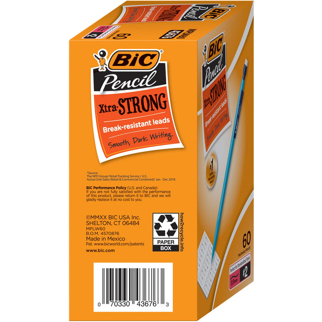 Lápices mecánicos BIC Xtra-Strong, punta gruesa (0.9 mm), barril colorido, colores surtidos, 60 unidades